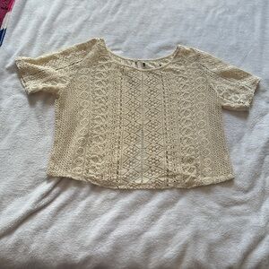American Eagle Crochet Cream Crop Top Size Medium